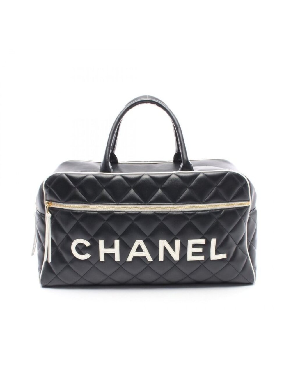 Chanel Quilted Bowling Bag Black Leather